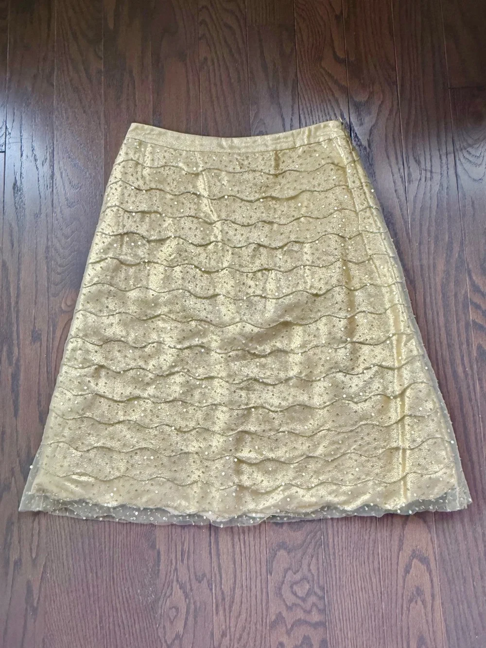 ESCADA Silk Mesh Overlay Tulle Embellished Skirt Size 36